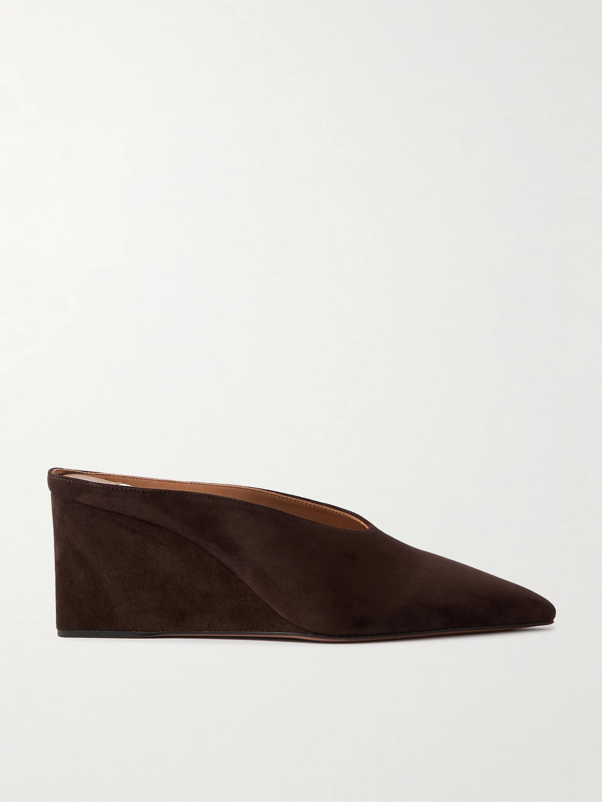75 Suede Point-toe Wedge Mules