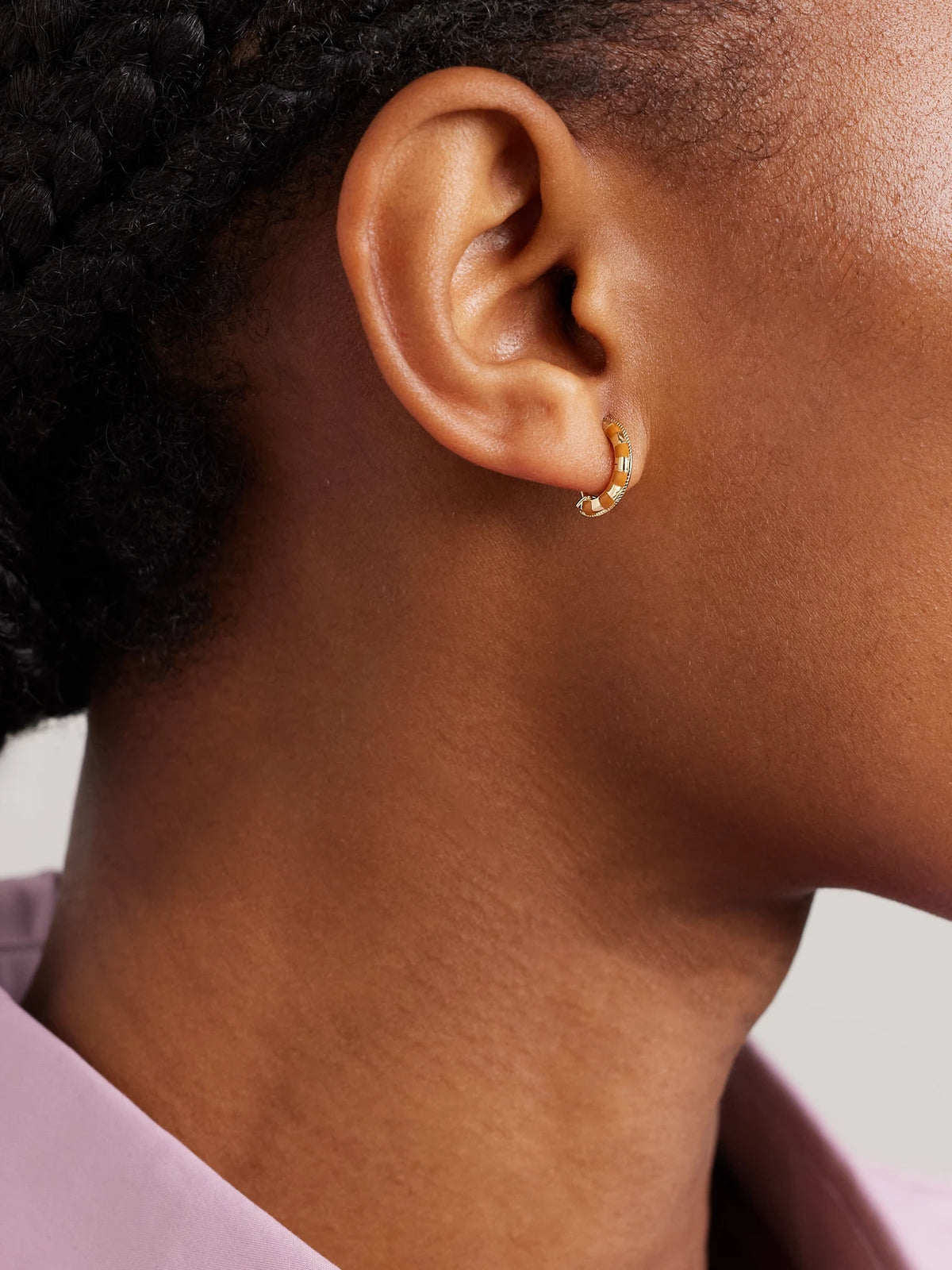 Image of Earrings. Product name - 9-karat Gold And Enamel Hoop Earrings in Brown colour by brand - Yvonne Léon
