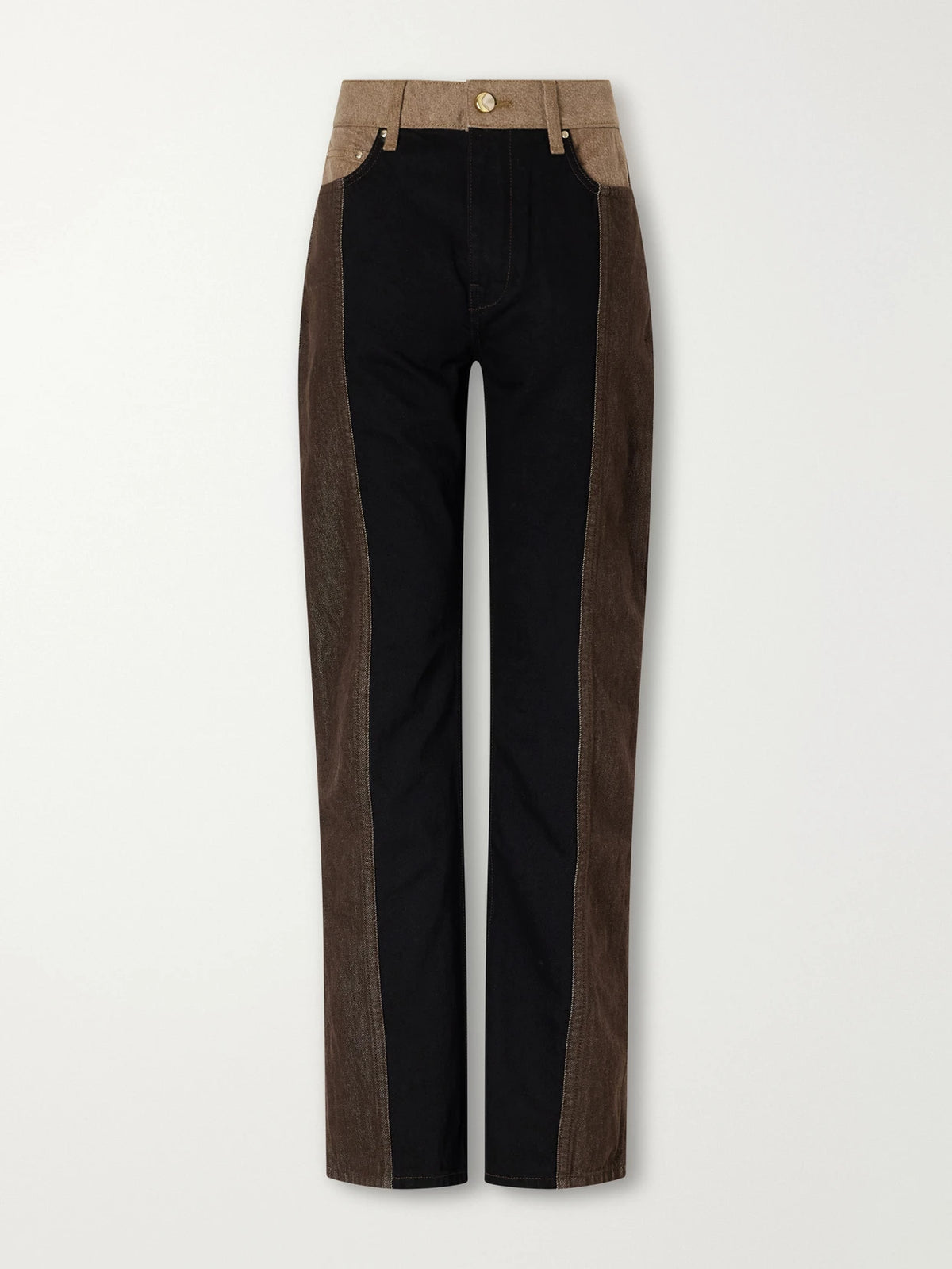 OSSOU Jane Paneled High-rise Straight-leg Jeans