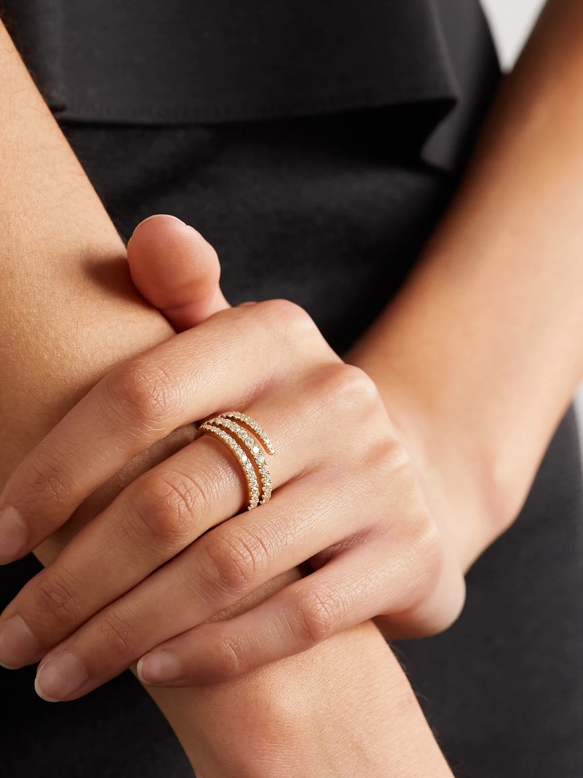 Image of Rings. Product name - Coil 18-karat Gold Diamond Ring in 6 1/2 colour by brand - Anita Ko