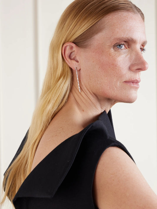 Image of Earrings. Product name - 14-karat White Gold Diamond Earrings in Multi colour by brand - Sydney Evan