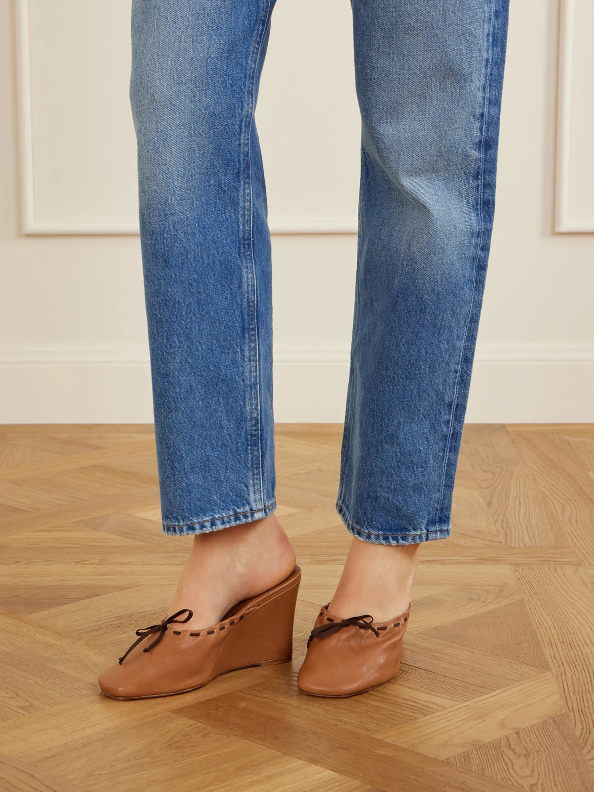 Ballet Leather Wedge Mules