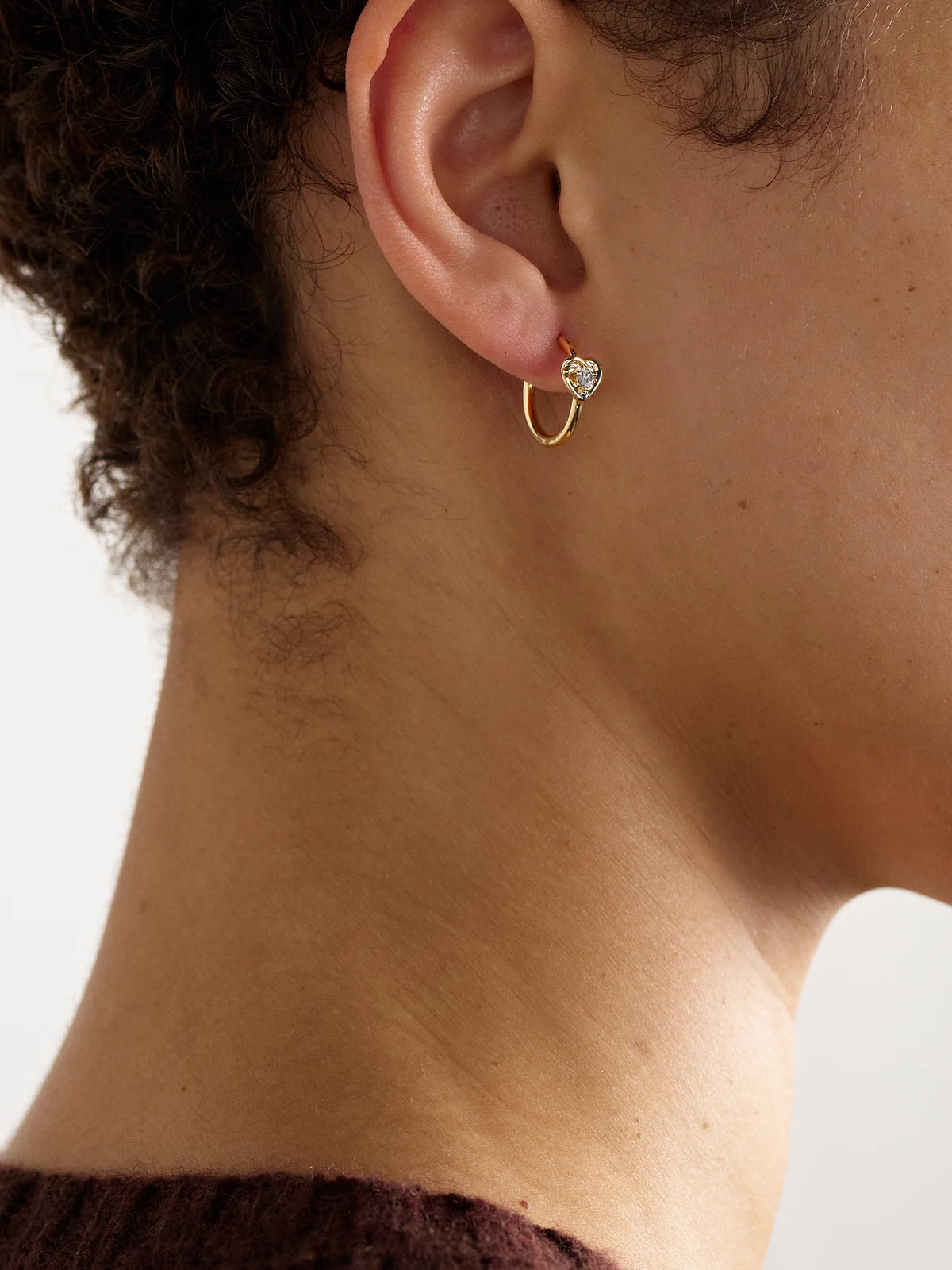 Image of Earrings. Product name - Tie The Knot 9-karat Gold Diamond Hoop Earrings in Multi colour by brand - STONE AND STRAND