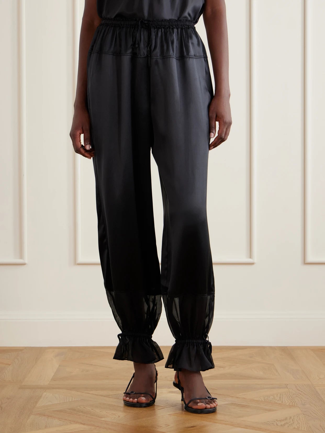Camile Cinched Ruffled Silk Balloon Pants