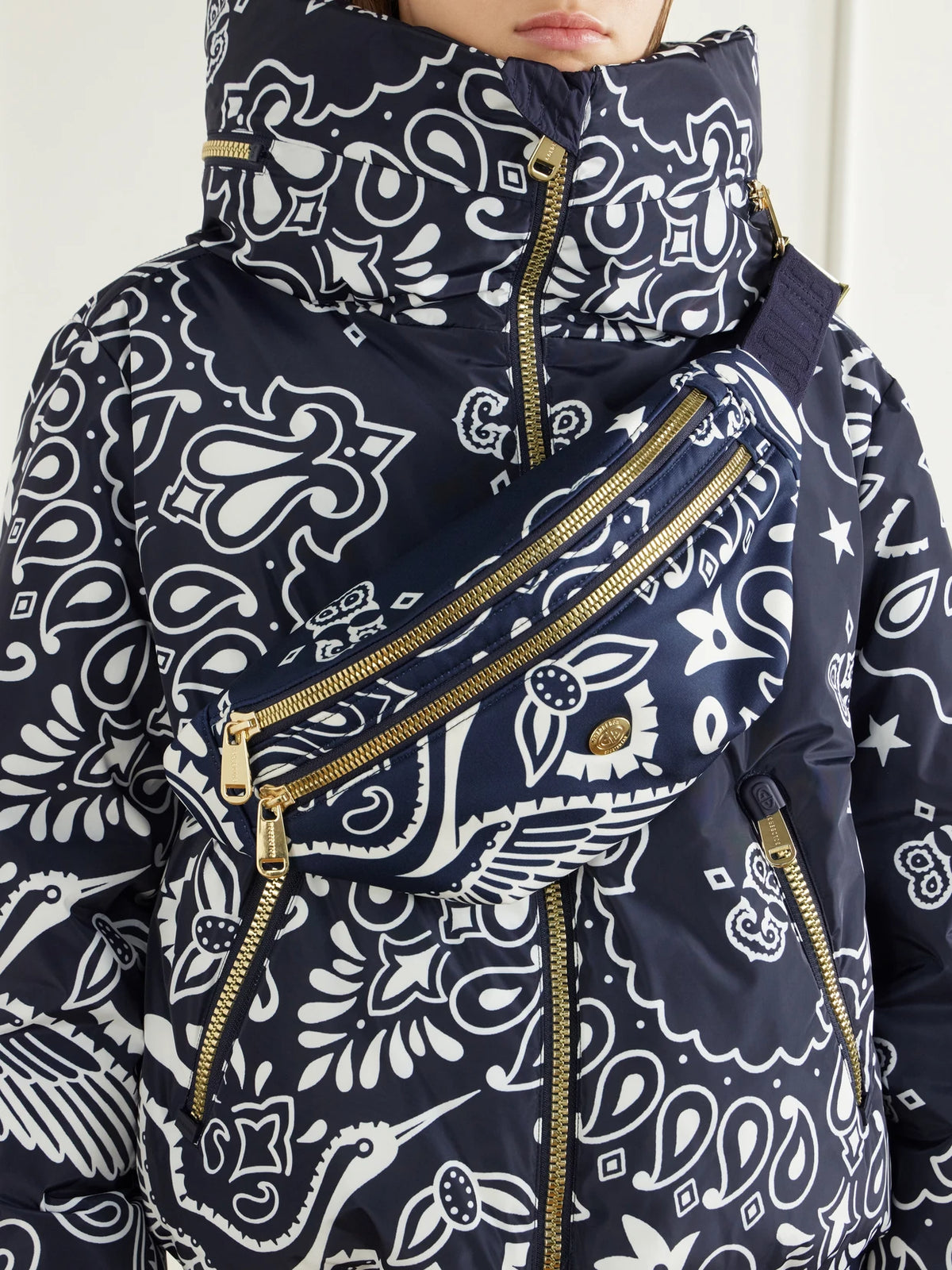 Image of Accessories. Product name - Takara Printed Shell Belt Bag in Blue colour by brand - Goldbergh