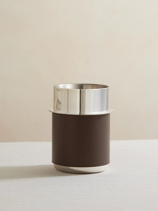 Leather-trimmed Silver-plated Wine Cooler
