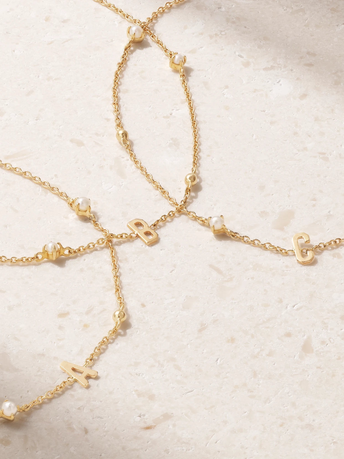 Initial 14-karat Gold Pearl Bracelet