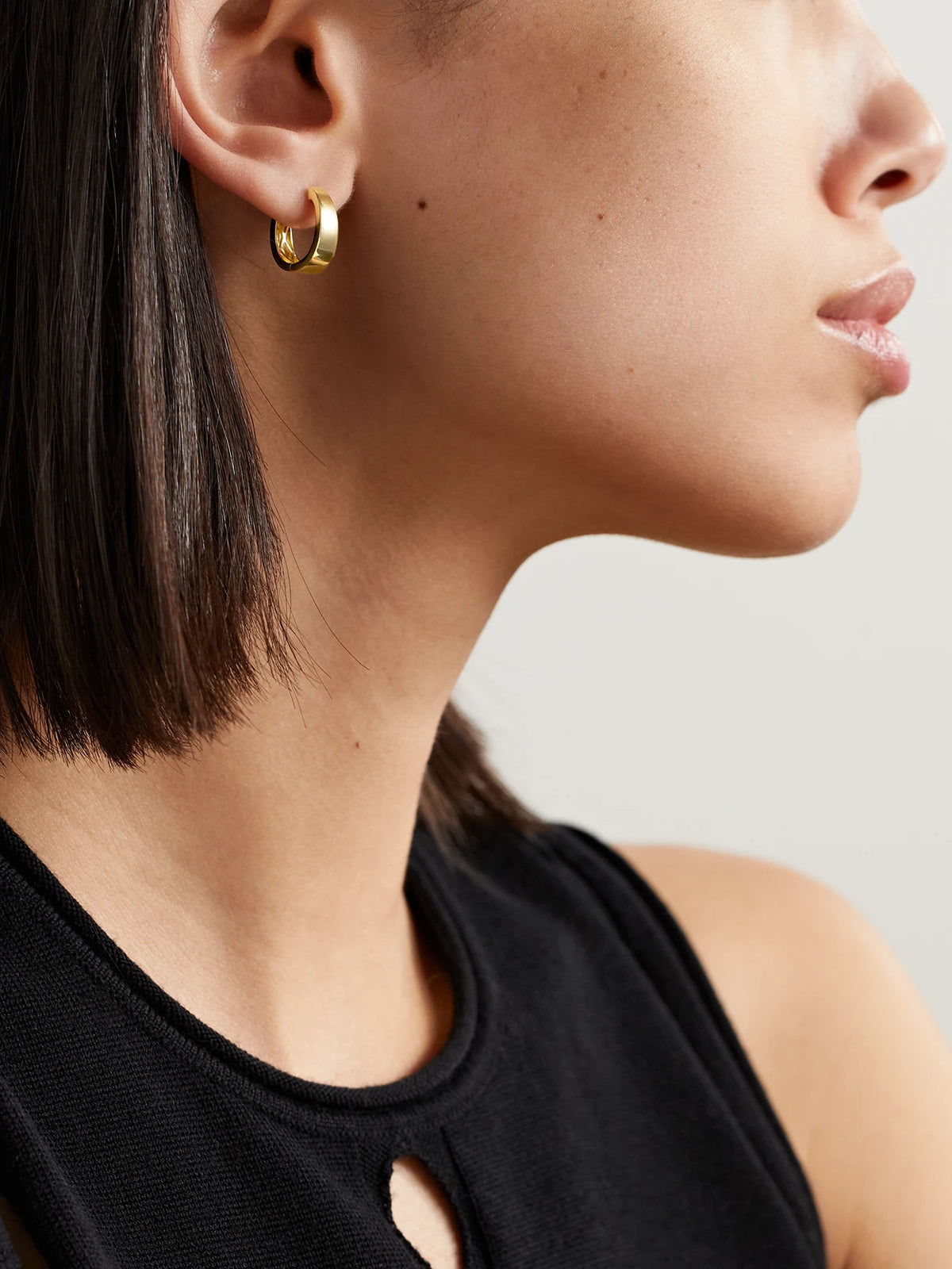 Image of Earrings. Product name - Small Meryl 18-karat Gold Hoop Earrings in Multi colour by brand - Anita Ko