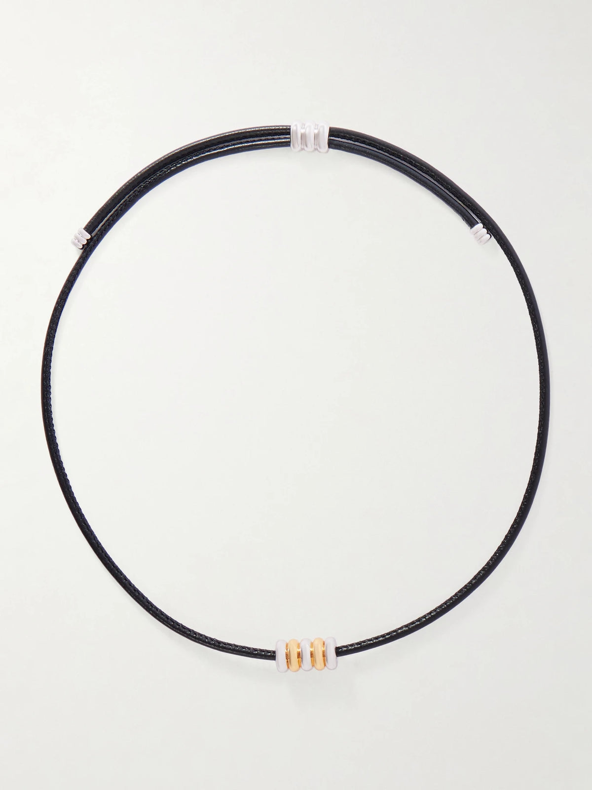 Hollyhock Beaded Gold And Silver-toned Leather Necklace
