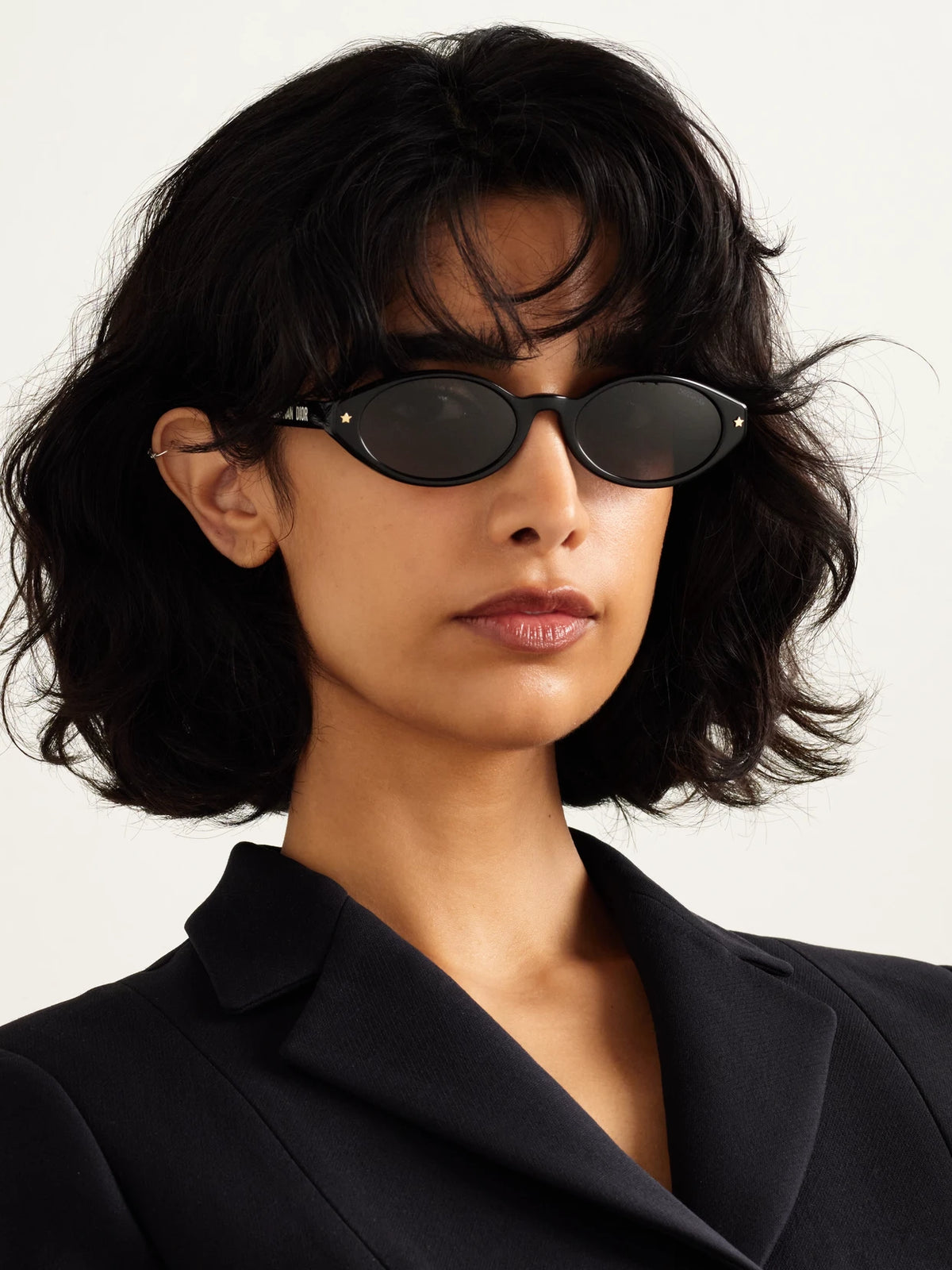 Image of Sunglasses. Product name - Diorpacific R1i Oval-frame Acetate Sunglasses in Black colour by brand - DIOR Eyewear