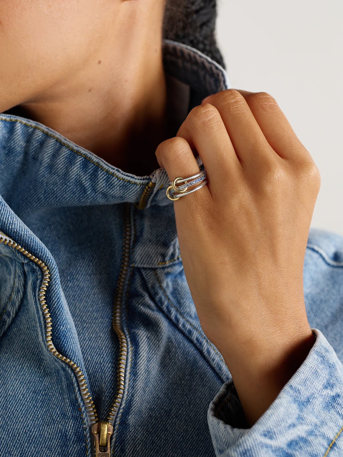 Image of Rings. Product name - Tigris 18-karat Gold, Sterling Silver And Sapphire Ring in Multi colour by brand - Spinelli Kilcollin