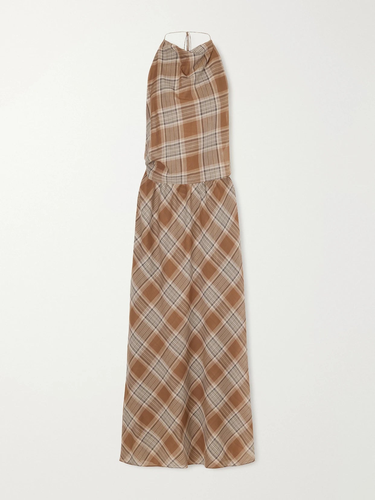 Layered Checked Cotton-voile Midi Dress