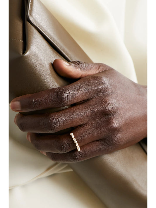 Image of Rings. Product name - 14-karat Gold Pearl Ring in Multi colour by brand - Mateo