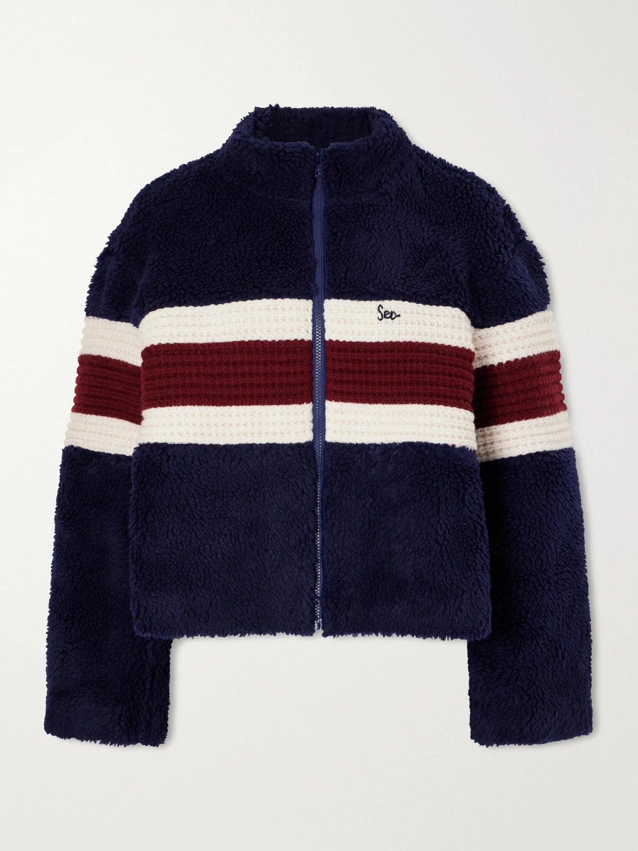 Georgie Striped Wool-trimmed Fleece Jacket