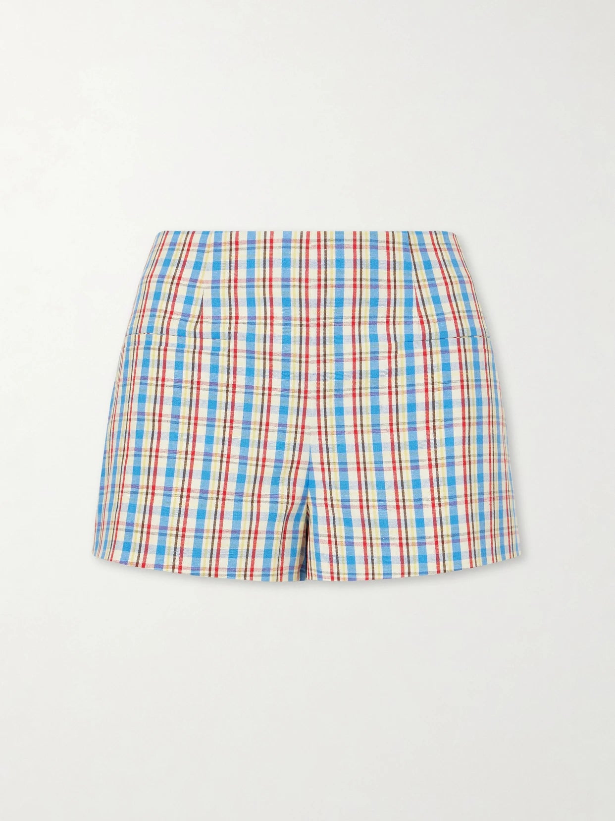 Aurora Checked Cotton And Linen-blend Shorts