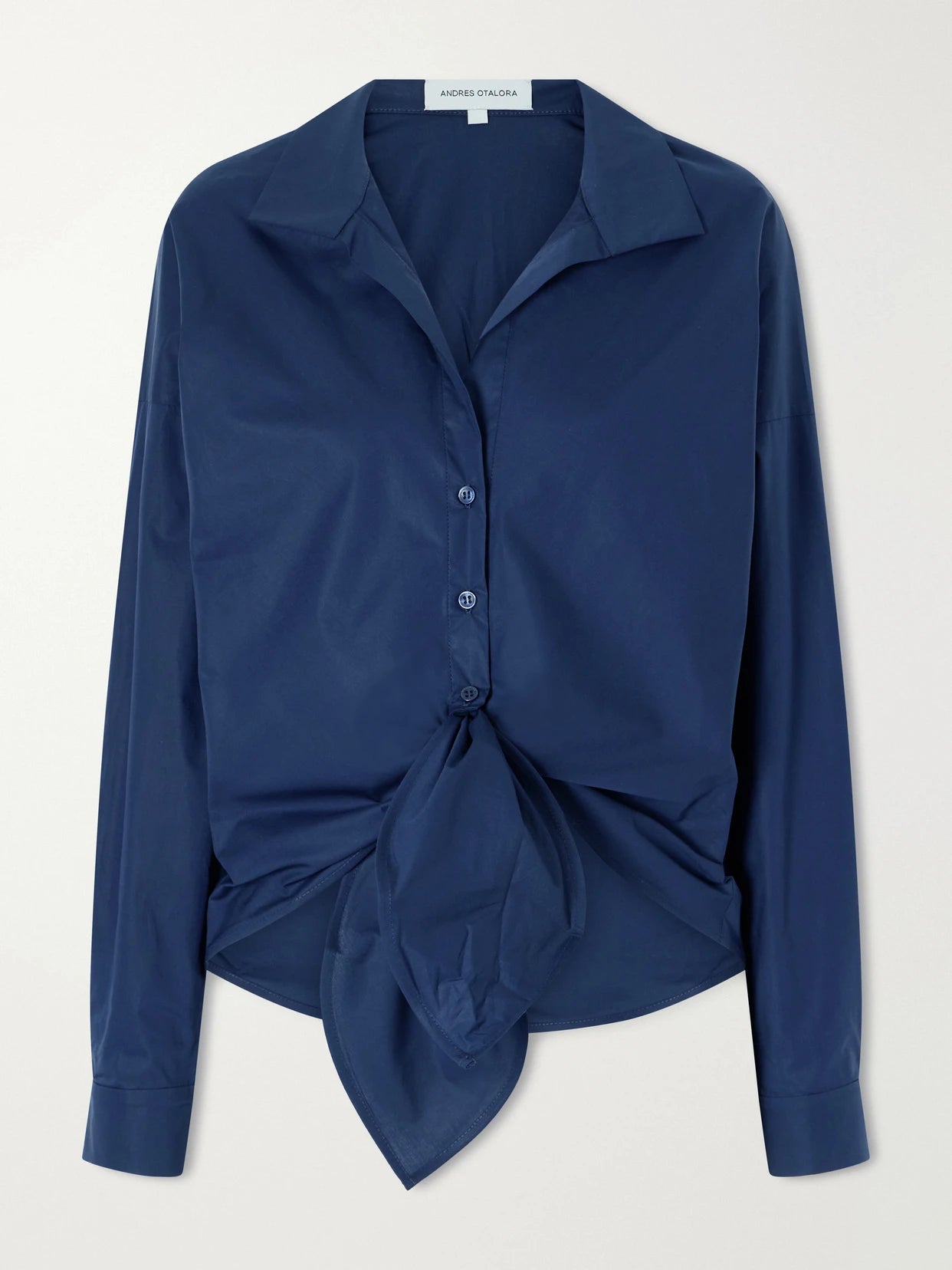 Dalila Knotted Cotton-poplin Blouse