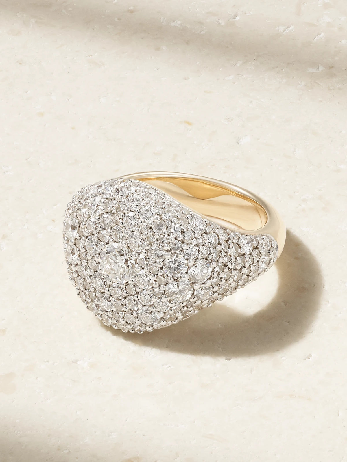 Signature 14-karat Gold Diamond Signet Ring