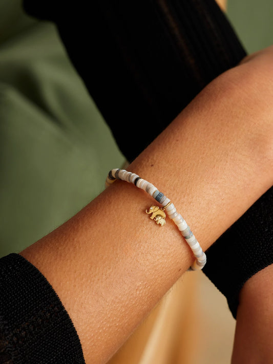 Image of Bracelets. Product name - Elephant Family 14-karat Gold, Enamel, Opal And Diamond Bracelet in Multi colour by brand - Sydney Evan