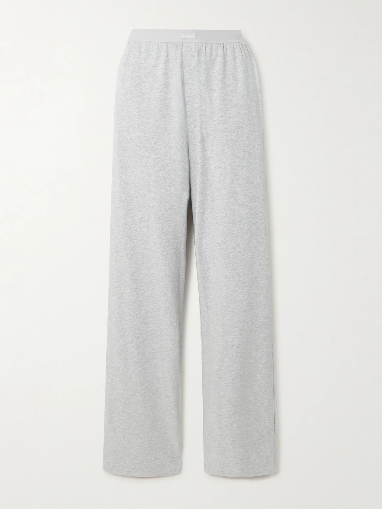 Image of Sleepwear & Loungewear. Product name - Boyfriend Stretch-modal And Cotton-blend Jersey Track Pants - Light Heather Grey in Light gray colour by brand - SKIMS