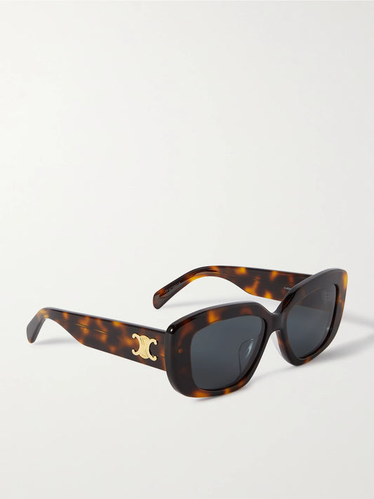 Triomphe Rectangular-frame Tortoiseshell Acetate Sunglasses