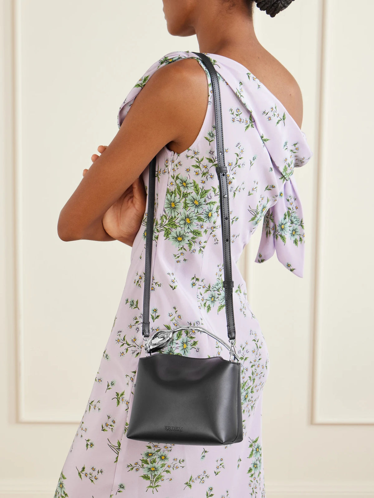 Image of Bags. Product name - Bloom Mini Leather Clutch in Black colour by brand - Erdem