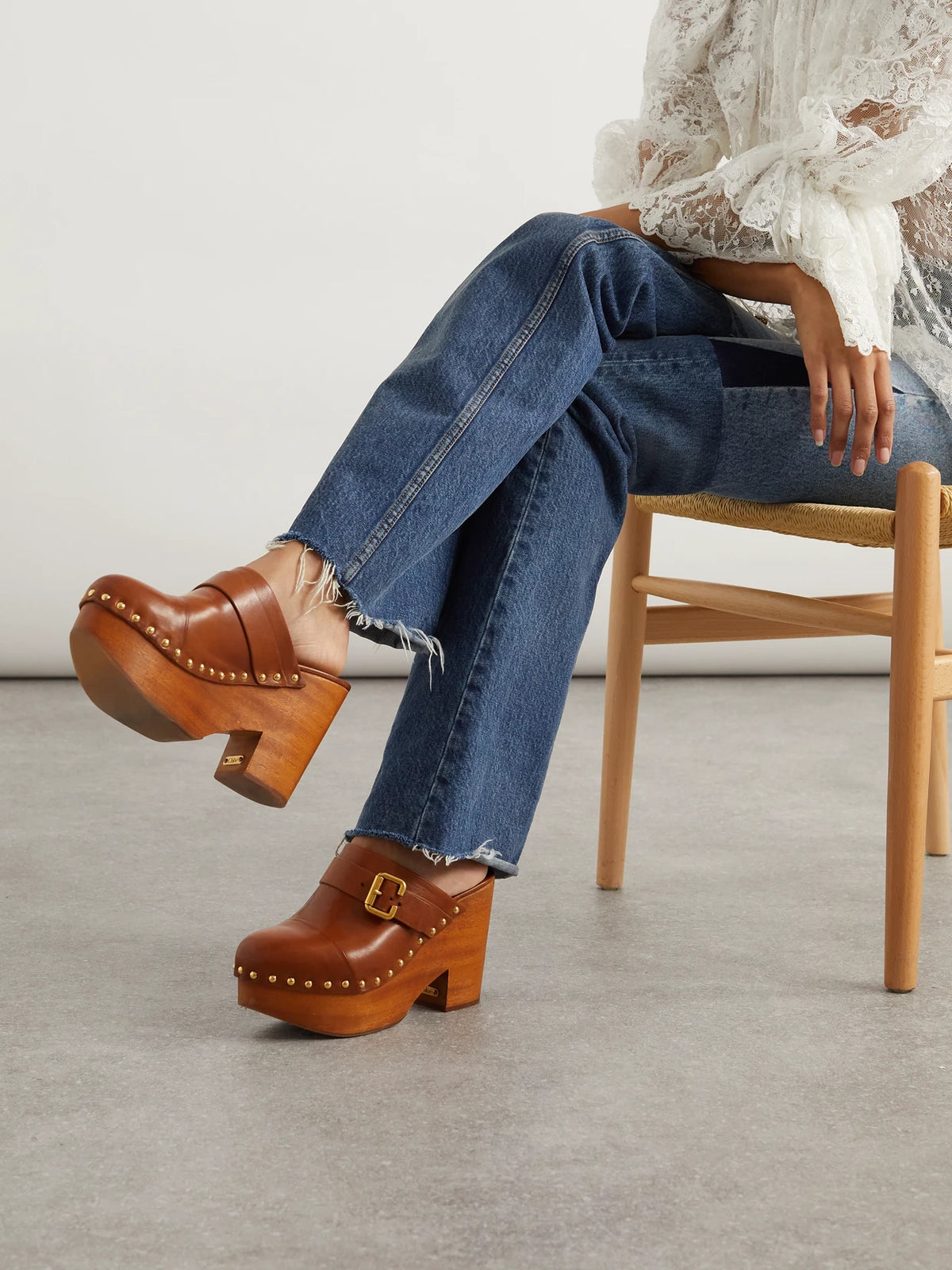 Jeanette Studded Platform Clogs