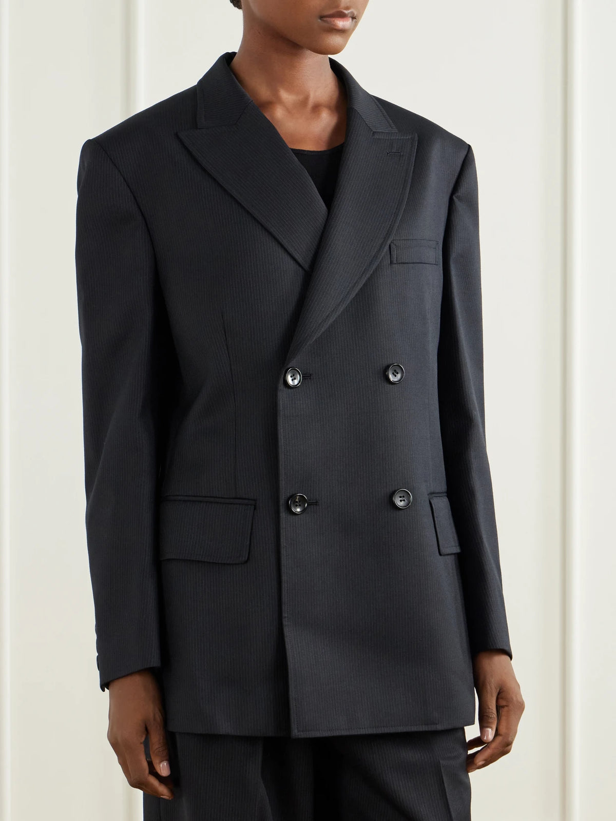 Junya Watanabe Pinstriped Wool-blend Double-breasted Blazer
