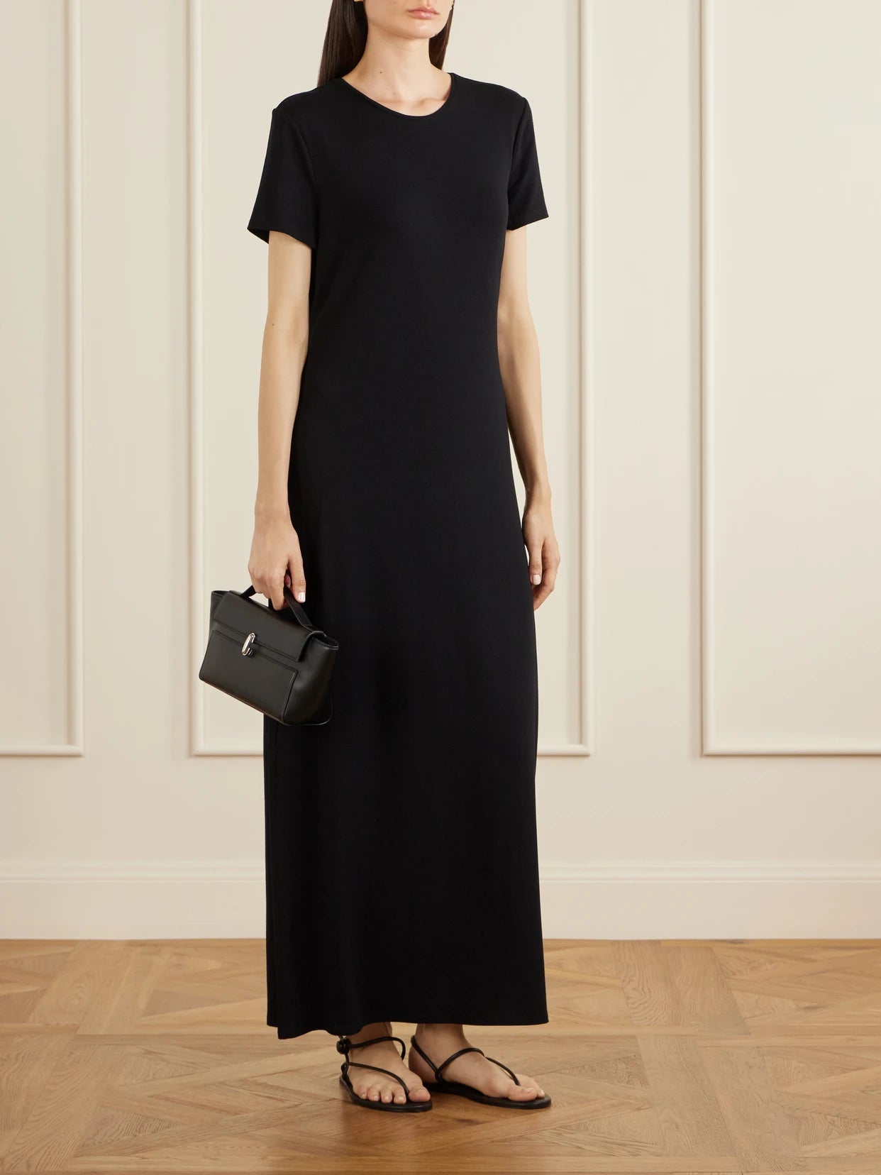 Image of Dresses. Product name - Harper Jersey Maxi Dress in Black colour by brand - Veronica de Piante