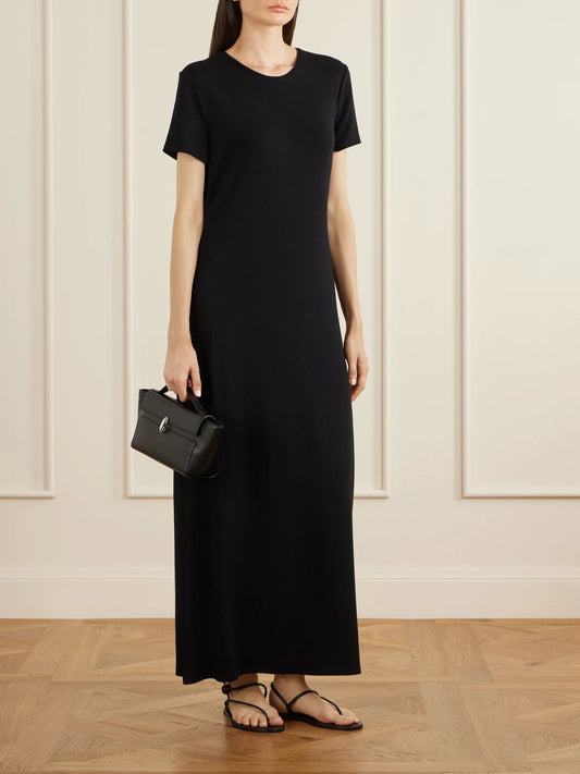 Image of Dresses. Product name - Harper Jersey Maxi Dress in Black colour by brand - Veronica de Piante