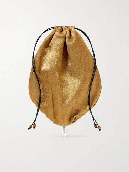 Teardrop Embellished Satin Drawstring Pouch