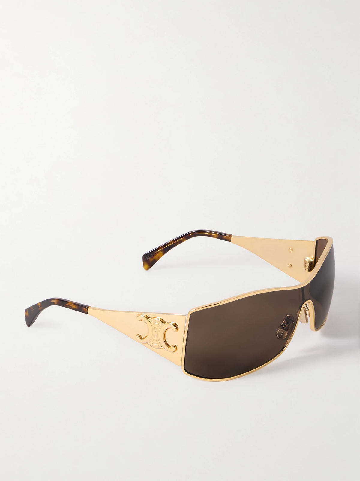 Rectangular-frame Gold-tone Sunglasses