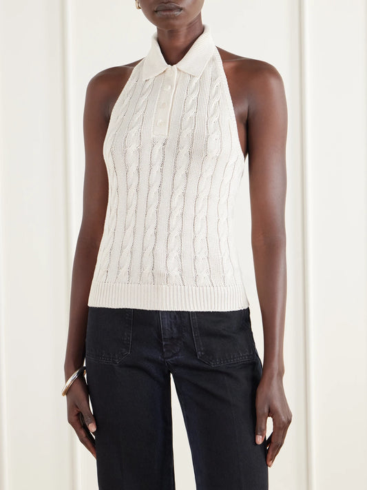 Ralph Lauren Collection Cable-knit Silk-blend Halterneck Sweater Vest
