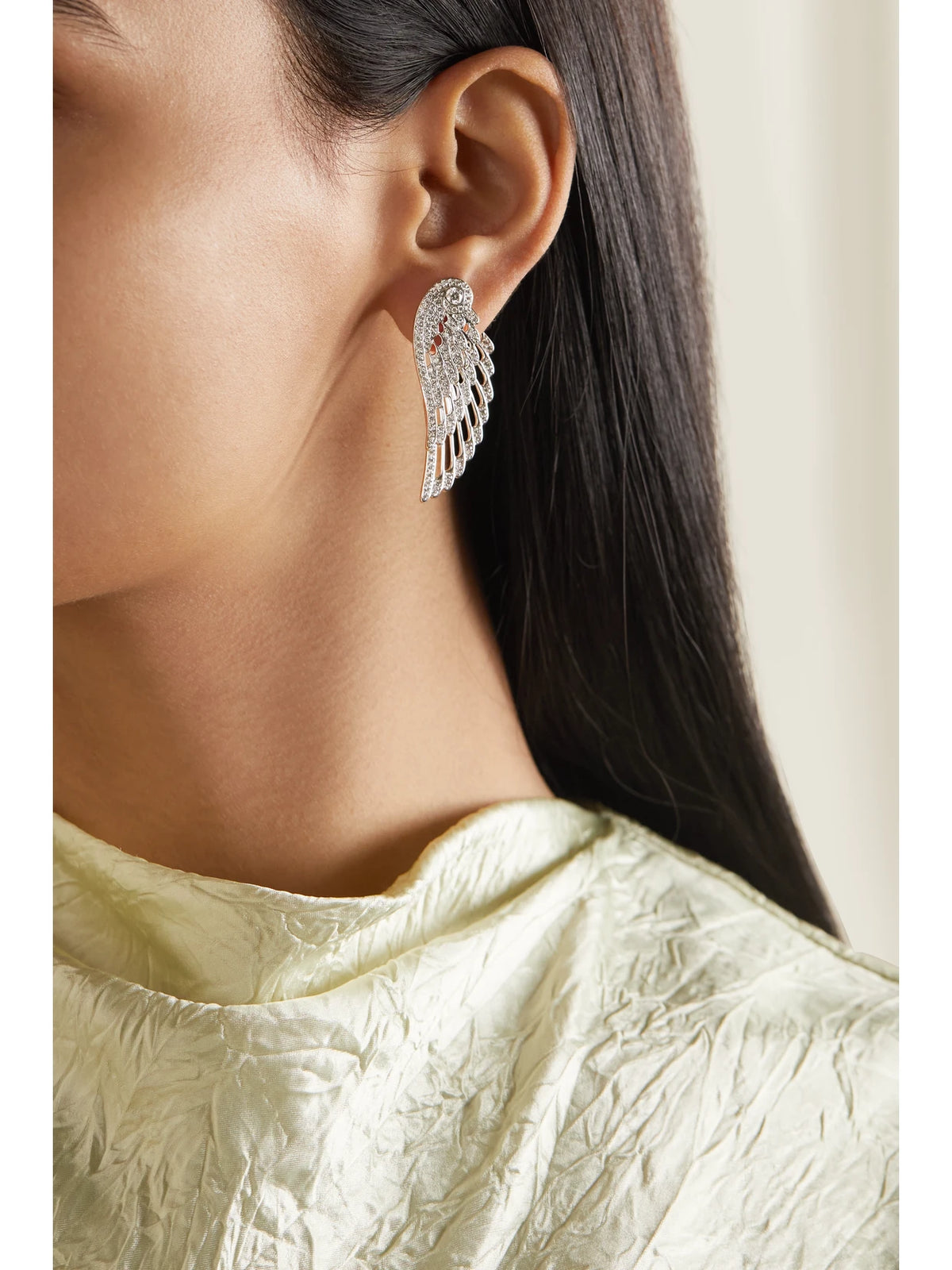 Image of Earrings. Product name - Wings Embrace 18-karat White Gold Diamond Earrings in Multi colour by brand - Garrard