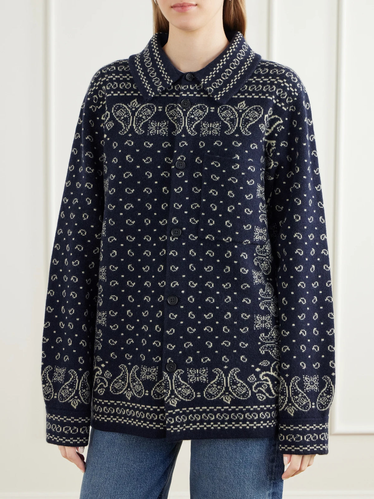 Guest In Residence Intarsia Cashmere Cardigan