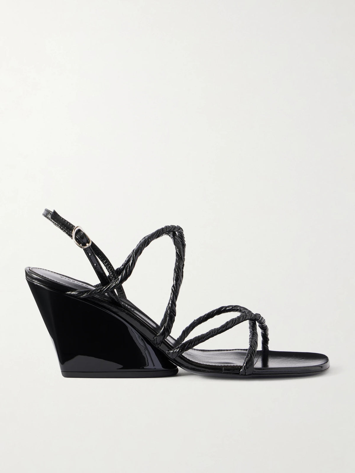 Twist Slant Leather Wedge Sandals