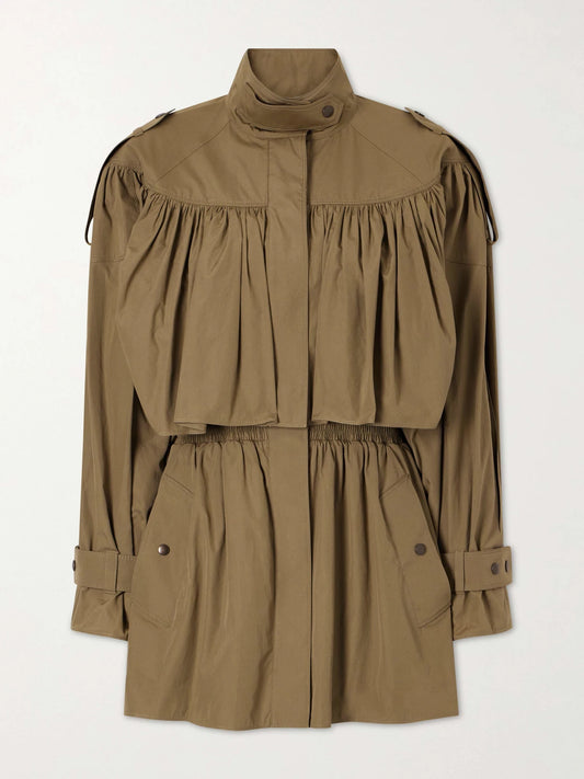 Image of Coats & Jackets. Product name - Organic Cotton-poplin Coat in Army green colour by brand - Chloé