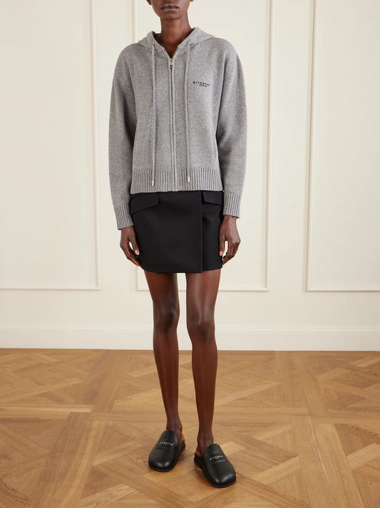 Image of Flats. Product name - Puffy Leather Slip-ons in Black colour by brand - Givenchy