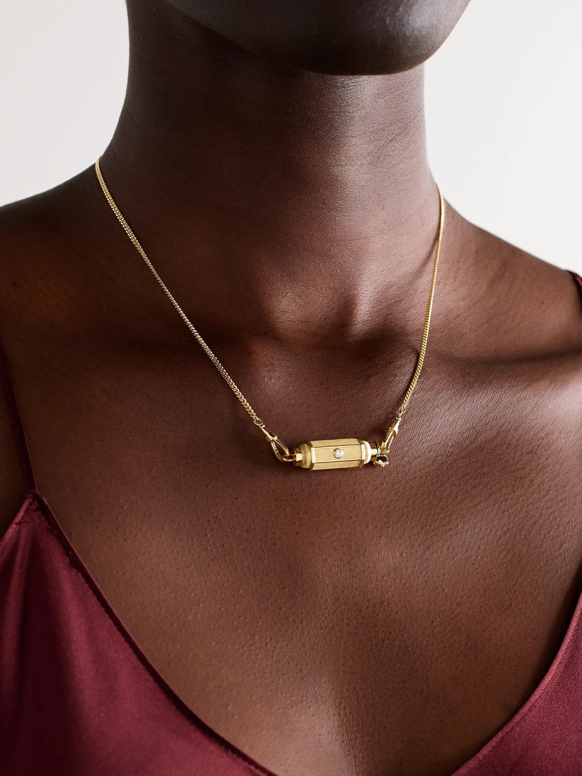 Image of Necklaces. Product name - Baby Locket 18-karat Gold Diamond Necklace in Multi colour by brand - Marie Lichtenberg