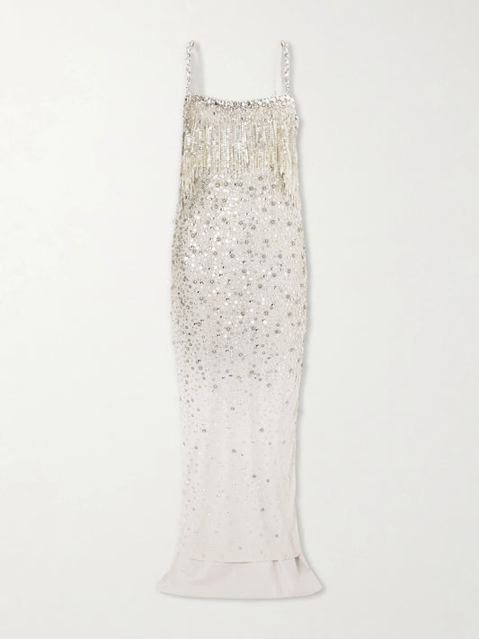 Jenny Packham Iris Embellished Cape-effect Georgette Gown