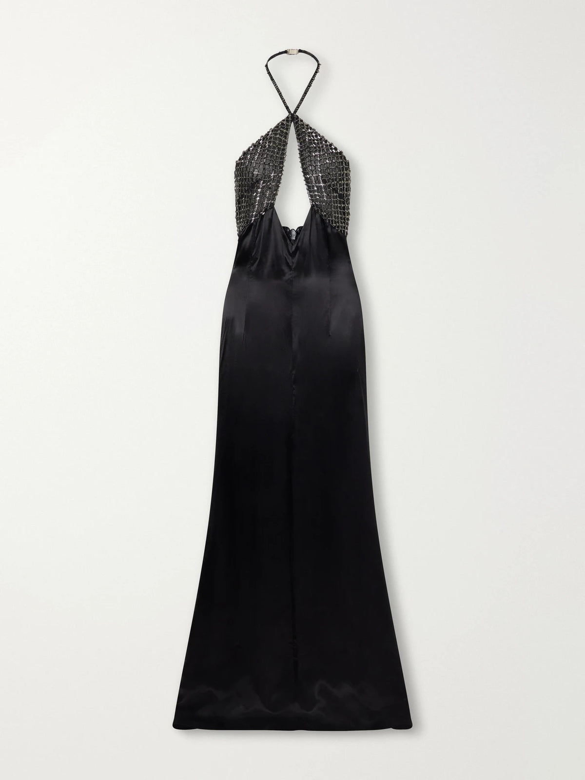 The Attico Cut-out Bead-embellished Satin Halterneck Gown