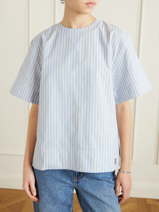 Striped Cotton-poplin T-shirt