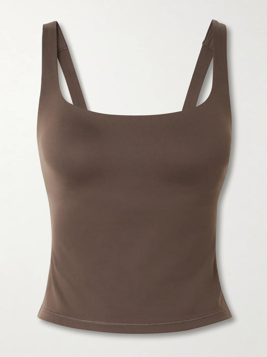 Image of Sleepwear & Loungewear. Product name - + Nike Square Neck Tank - Dark Sepia in Brown colour by brand - SKIMS