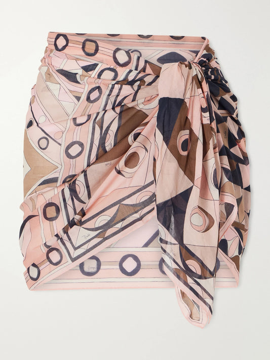 Image of Swimwear. Product name - Printed Cotton Pareo in Blush colour by brand - PUCCI