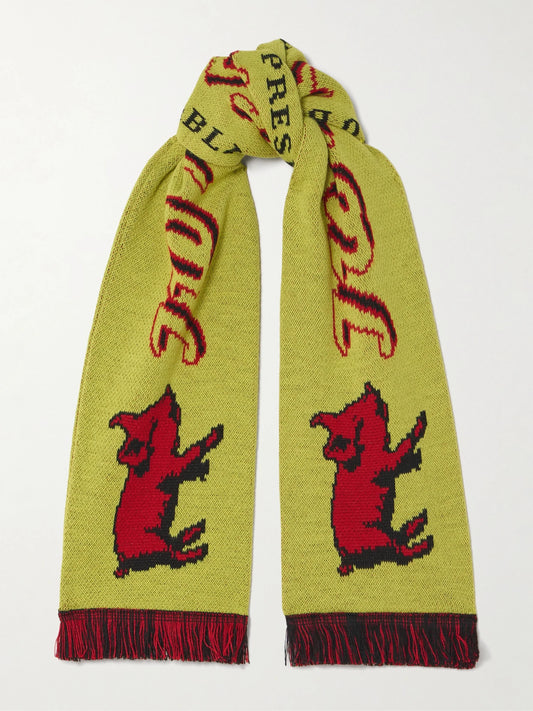 JW Anderson Fringed Jacquard-knit Scarf