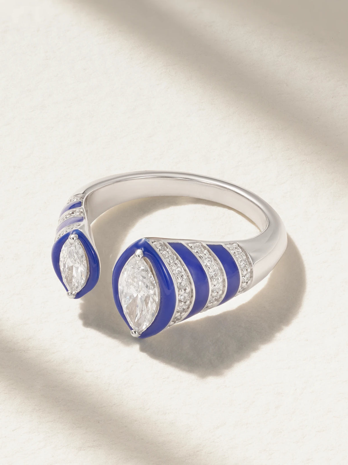 18-karat White Gold, Enamel And Diamond Ring