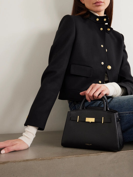 Image of Bags. Product name - The Hudson Small Textured-leather Tote in Black colour by brand - DeMellier