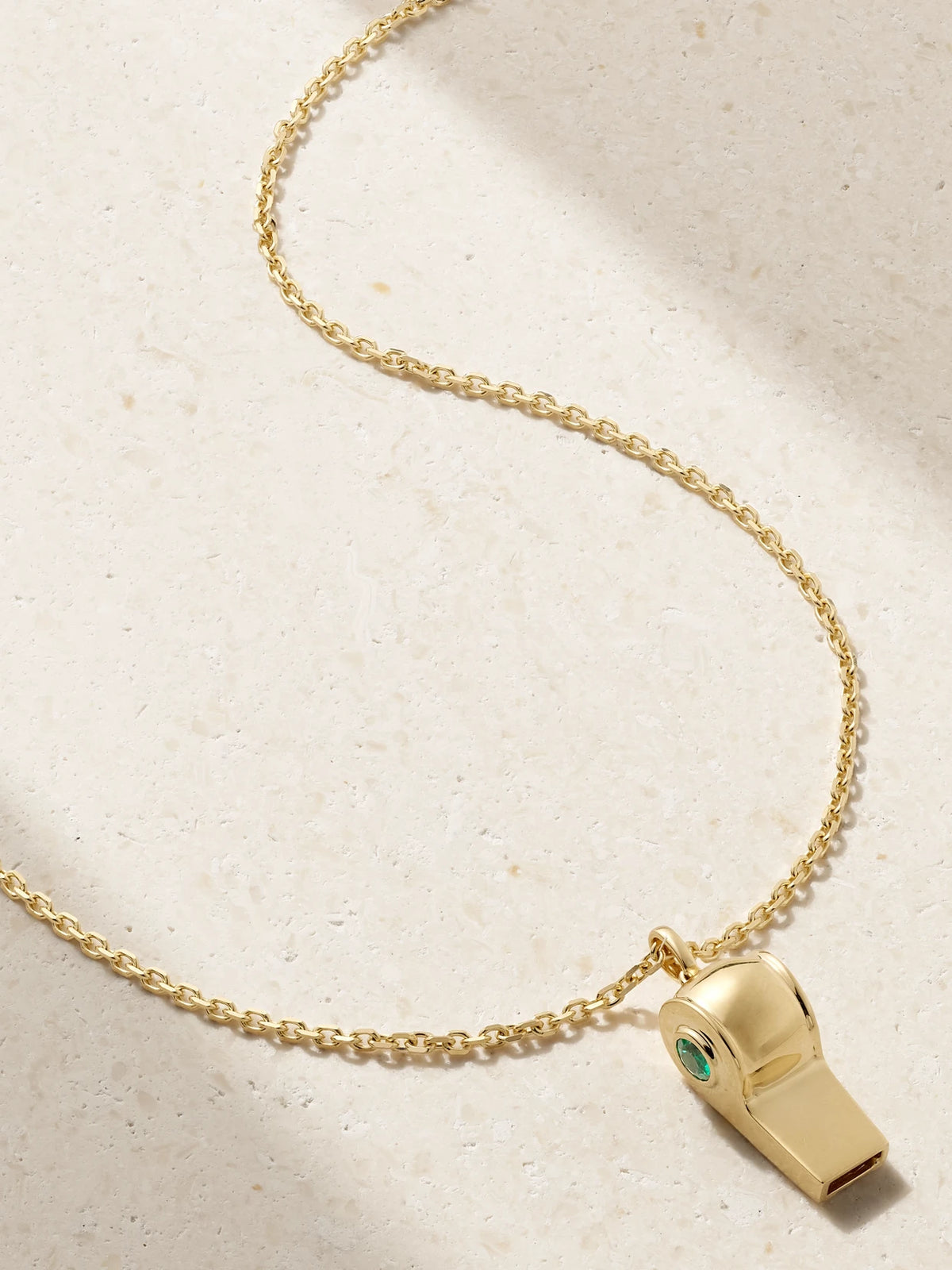 Baby Whistle 18-karat Gold Emerald Necklace