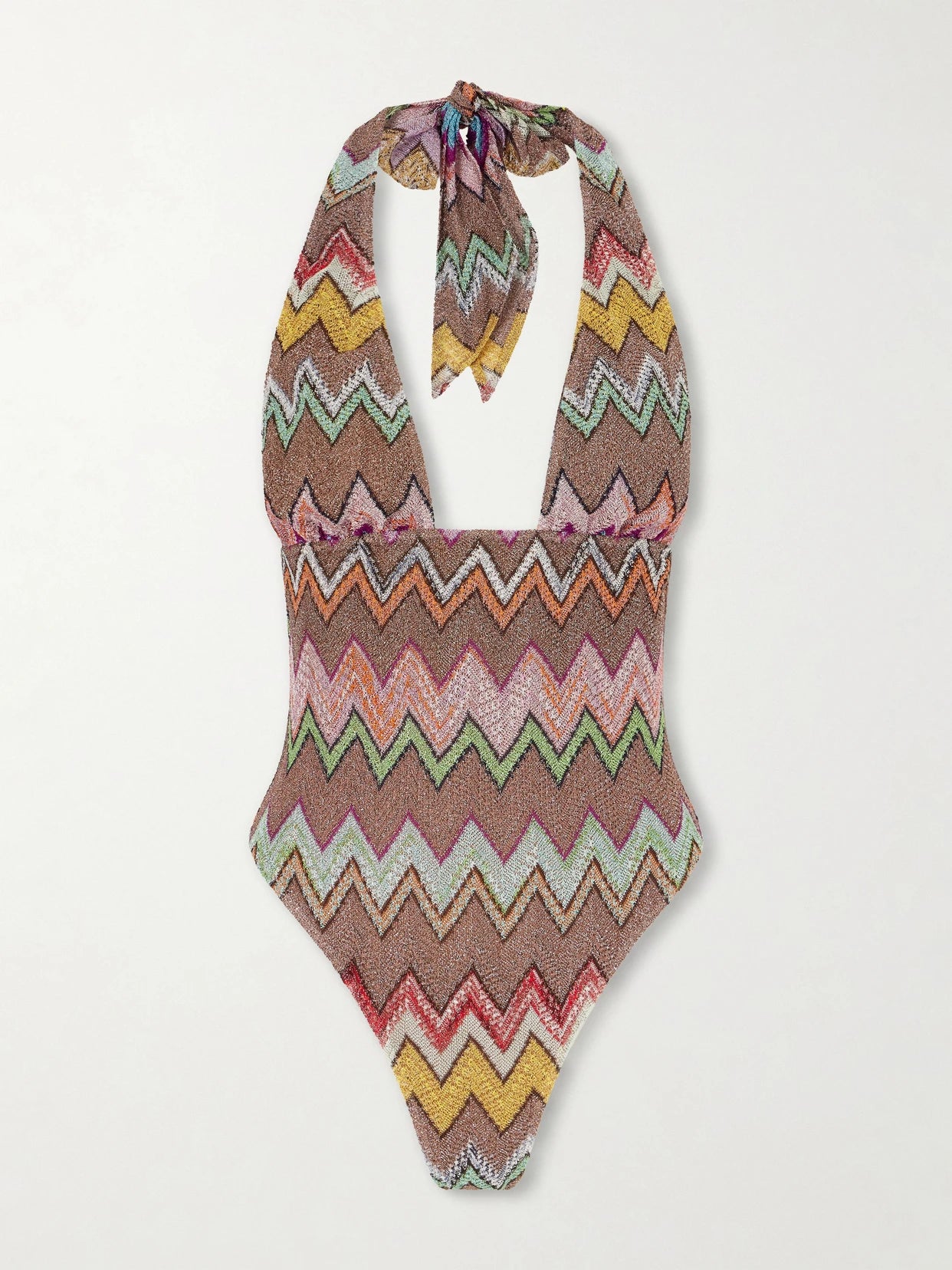 Image of Swimwear. Product name - Striped Metallic One-piece Swimsuit in Multi colour by brand - Missoni