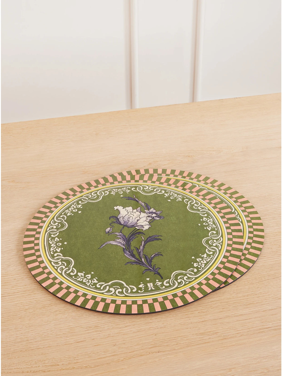 Set Of Two Painted Wood Placemats
