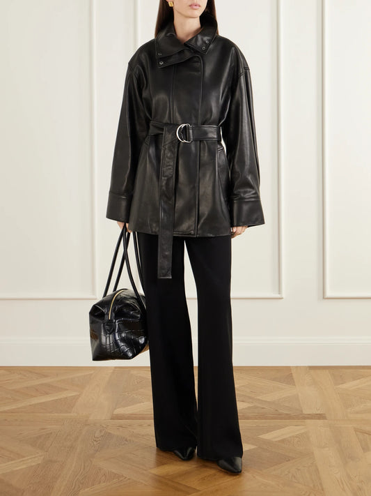 Image of Coats & Jackets. Product name - Ellis Leather Jacket in Black colour by brand - Heirlome